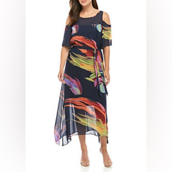 Robbie Bee,Gorgeous Dress,Chiffon Over -Lining w/Semi-Sheer Upper, Flowy,Size 8 - Picture 1 of 11